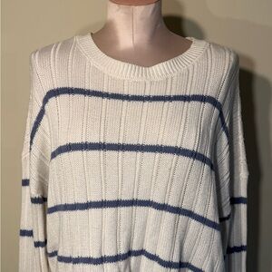 Aeropostale White and Blue Striped Sweater